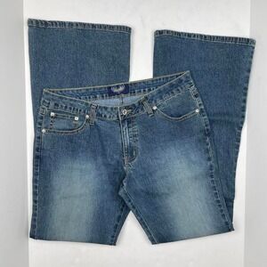 VTG Y2K Angels Bootcut Jeans Low Rise Blue Denim Silver Glitter Bling Women's 13